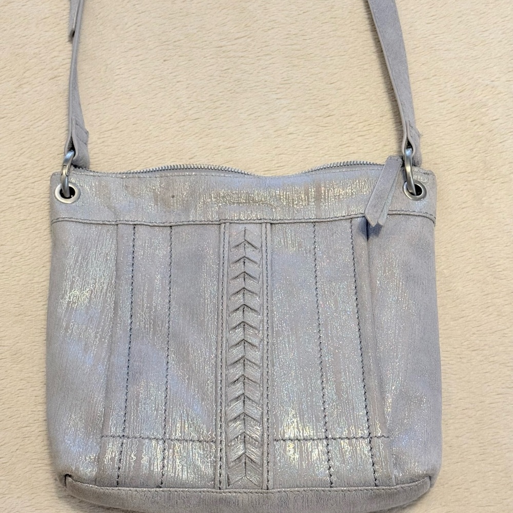American Leather Co Crossbody Bag Shimmer Grey - Picture 4 of 11